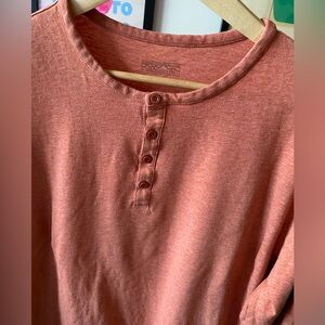 Patagonia Long Sleeve Henley Shirt Cotton Salmon Pink Mix XL